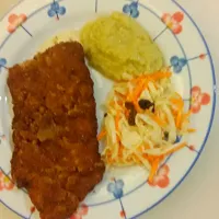 pork chops with brown butter mash potatoes and no mayo healthy coleslaw|Angel Wongさん