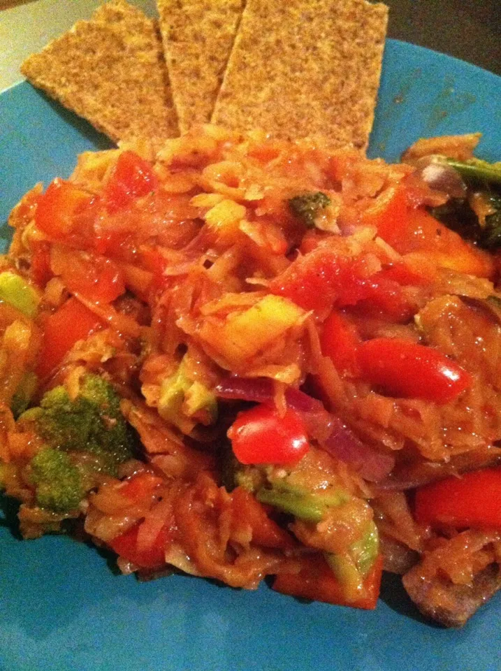 Spiced grated potato w/ pepper & broccoli|Nick Hiderさん