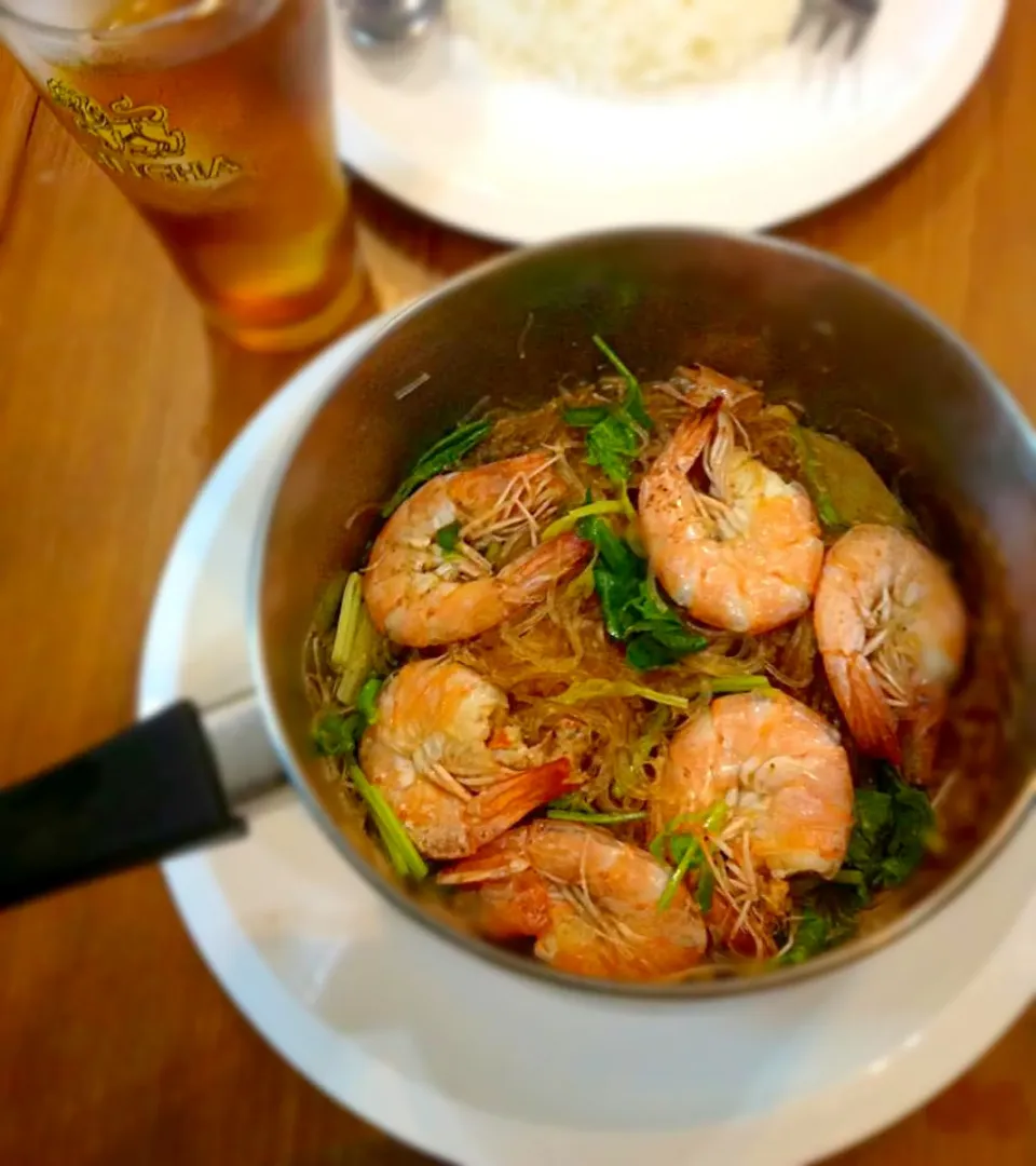 Steamed Shrimp with Glass Noodles/エビと春雨の香草蒸し/กุ้งอบวุ้นเส้น|SaSaさん