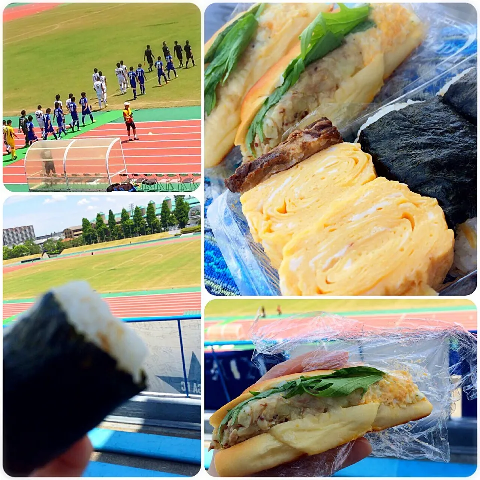 サッカー観戦とふたりで作ったお弁当⚽️ʕ-̼͡-ʔ🍙🍞|七海さん