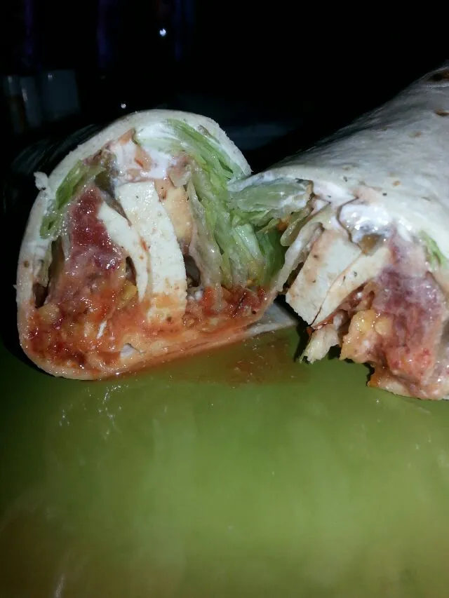 my tofu wrap with lettuce, sweet chili sauce, chili paste, and mayo.|Polly Gelfusoさん