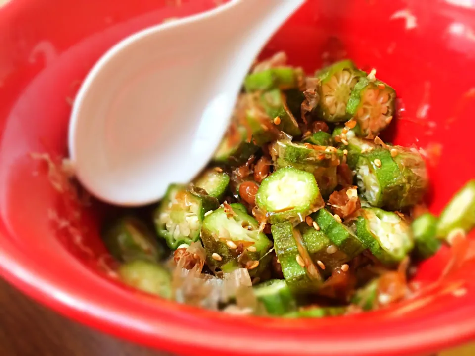 Natto and okra.|Akiko Nishimaeさん