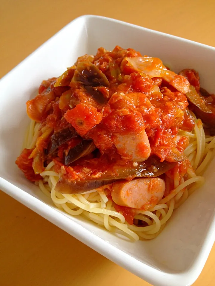 野菜たっぷりトマトパスタ|のんこさん
