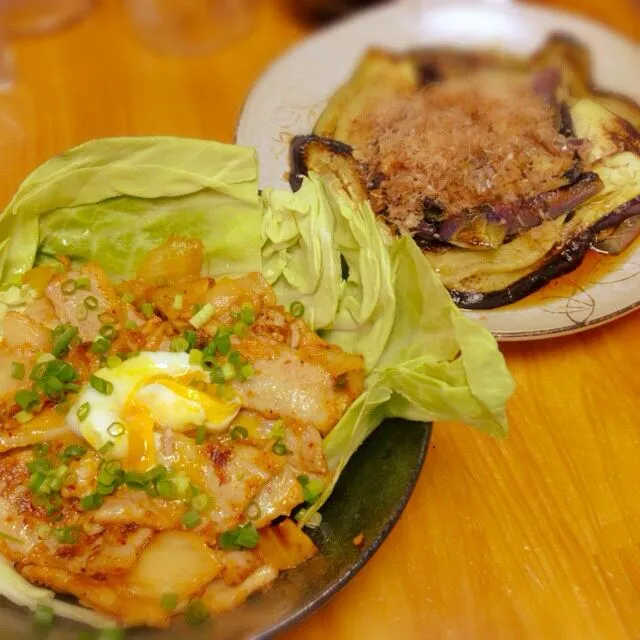 豚キムチと焼き茄子|なすさん