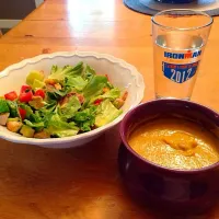 Sweet potato cauliflower soup, chicken mango salad|Toni Pillingさん