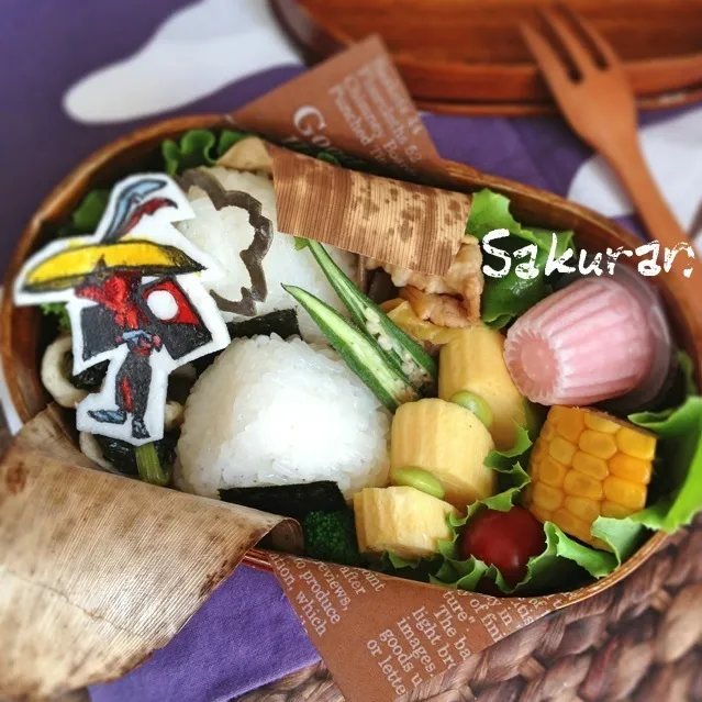 ＊妖怪ウォッチ＊しょうブシ☆竹皮でおにぎりの和弁当♪|Sakuranさん