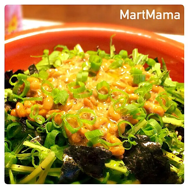 Snapdishの料理写真:namastelotus michakoさんの料理 Olive oil salad with NATTO/オリーブオイルが主役の納豆サラダ|恭子さん