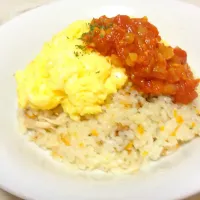 【夕飯】オム載せチキンピラフ〜サルサ添え|糸町たつこさん