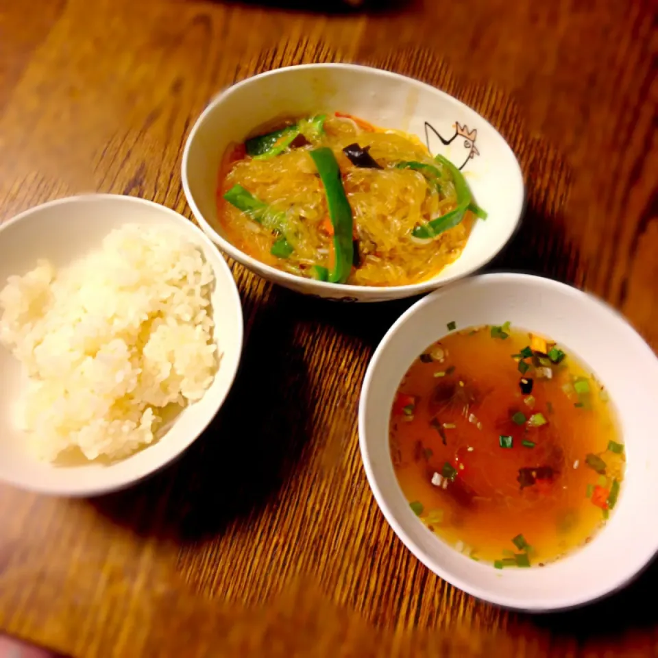 麻婆春雨と醤油スープ|runさん