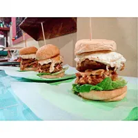 Snapdishの料理写真:Dare to climb the tower - Barricade burger (2) patties (2) crisp bacon mushrooms cheeses and egg on top.
#betweenthebunsph|Tin Beroinさん