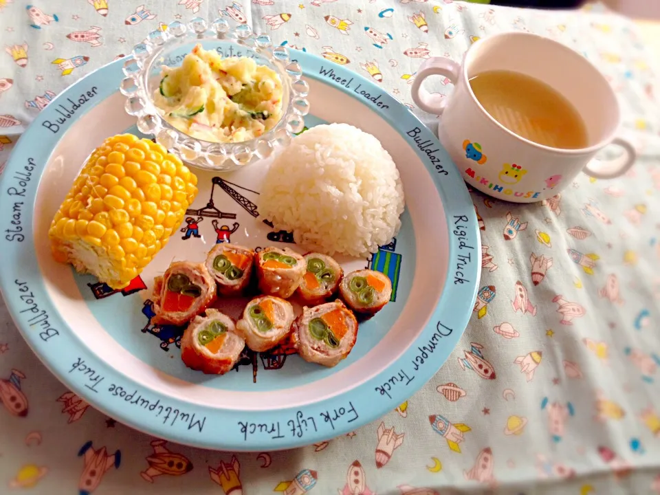 息子夕食 肉巻き野菜|eriさん