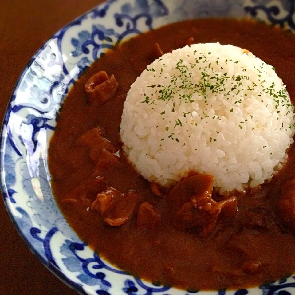 朝カレー復活！(￣^￣)ゞ「博多名物のもつ鍋をカレーライスにしちゃったよ〜♪の巻」|TETSU♪😋さん