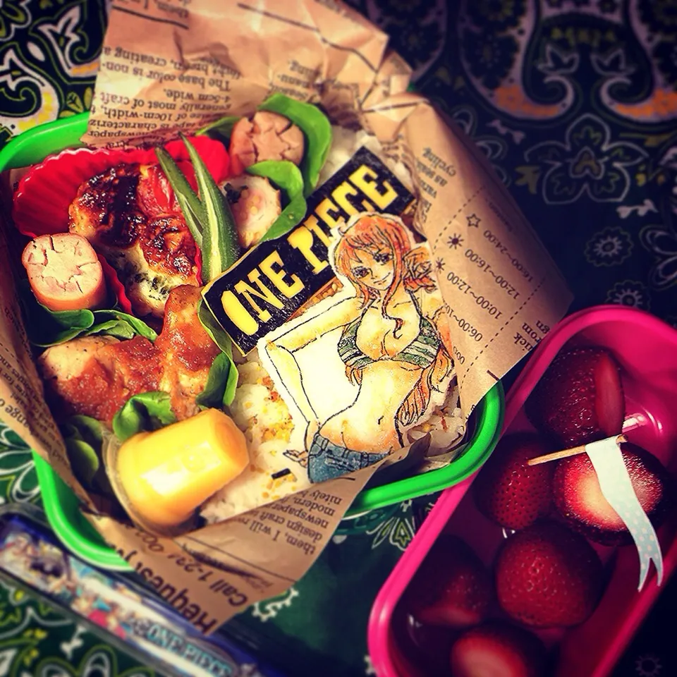 ONE PIECE NAMI ❤️ Sautéed Chicken with Peanuts butter n Chili sauce Bento. ナミのチキンソテー ピーナッツバターチリソースキャラ弁当|Yuka Nakataさん