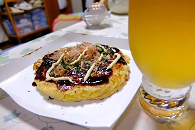 ローソンのお好み焼きとノンアルコールビールで一杯♪|深夜特急fさん