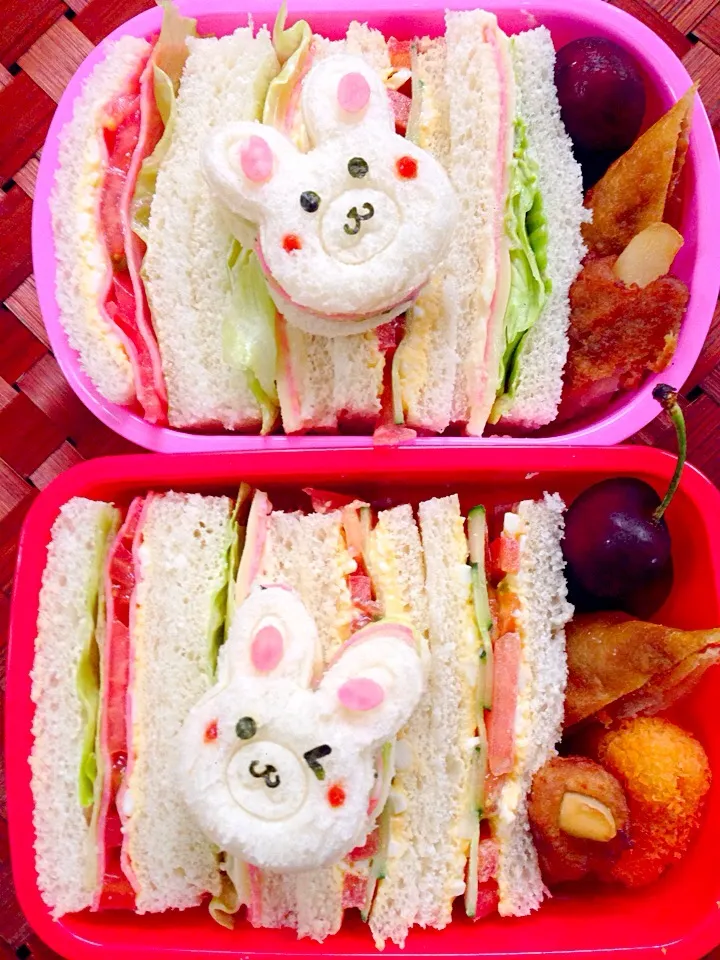 Lunch box☆sandwich rabbit🐇ｻﾝﾄﾞｳｨｯﾁうさぎさん|🌈Ami🍻さん