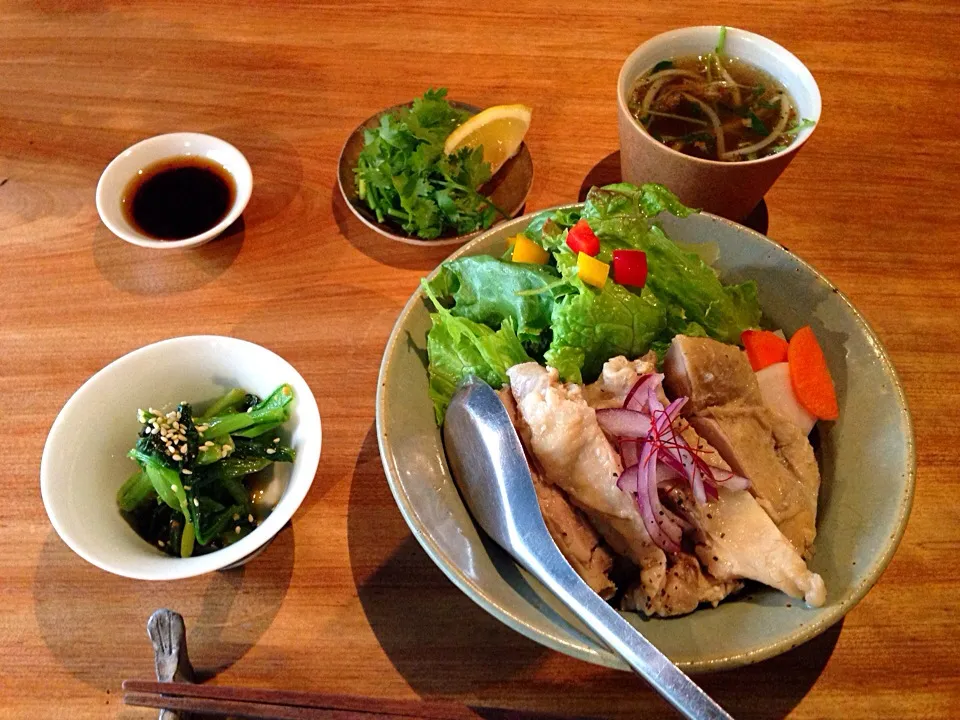 茹で鶏のせご飯|ハギーさん