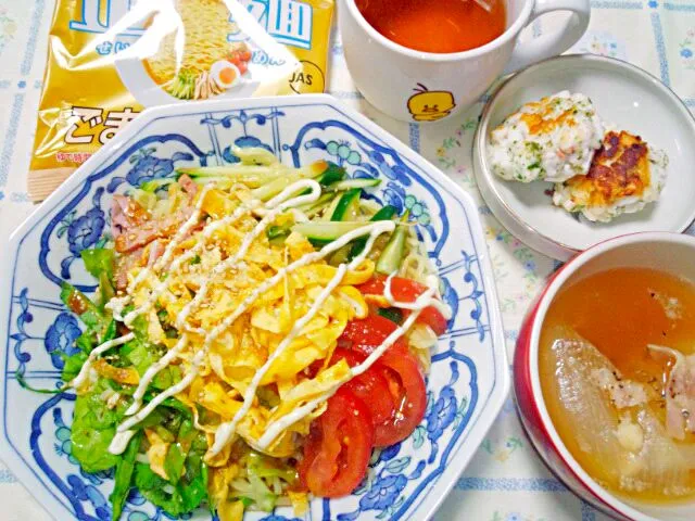 Snapdishの料理写真:マルちゃん正麺冷やし中華ごまだれ|うたかた。さん