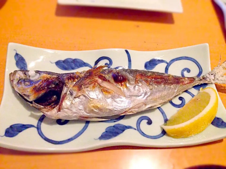 Snapdishの料理写真:鯵の塩焼き grilled jack mackerel|Funky Chefさん