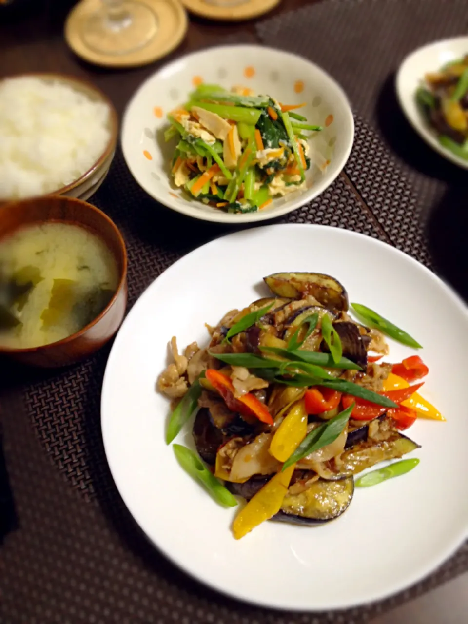 豚と茄子の梅醤油炒めの晩ご飯|mikaさん