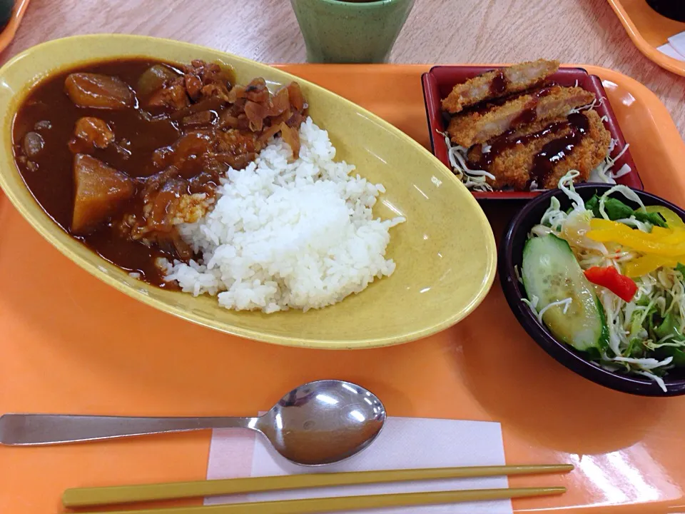 チキンカレー、トンカツ、サラダ(^O^)／|すかラインさん