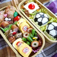 Snapdishの料理写真:旦那のお弁当♥️ワールドカップ日本頑張れ！✨|かほさん