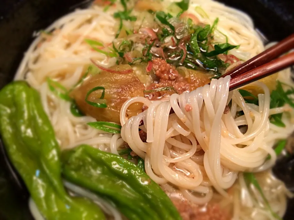 焼き茄子薬味そうめん6|半田手延べそうめんの店 阿波や壱兆さん