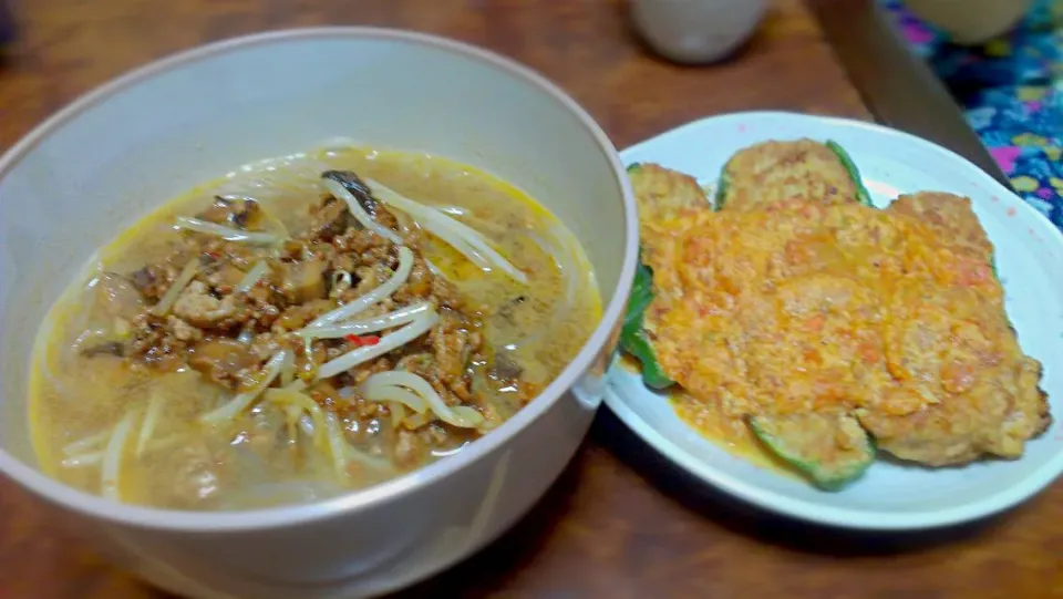 担々麺とピーマンの肉詰め(*´ω｀*)|月華さん