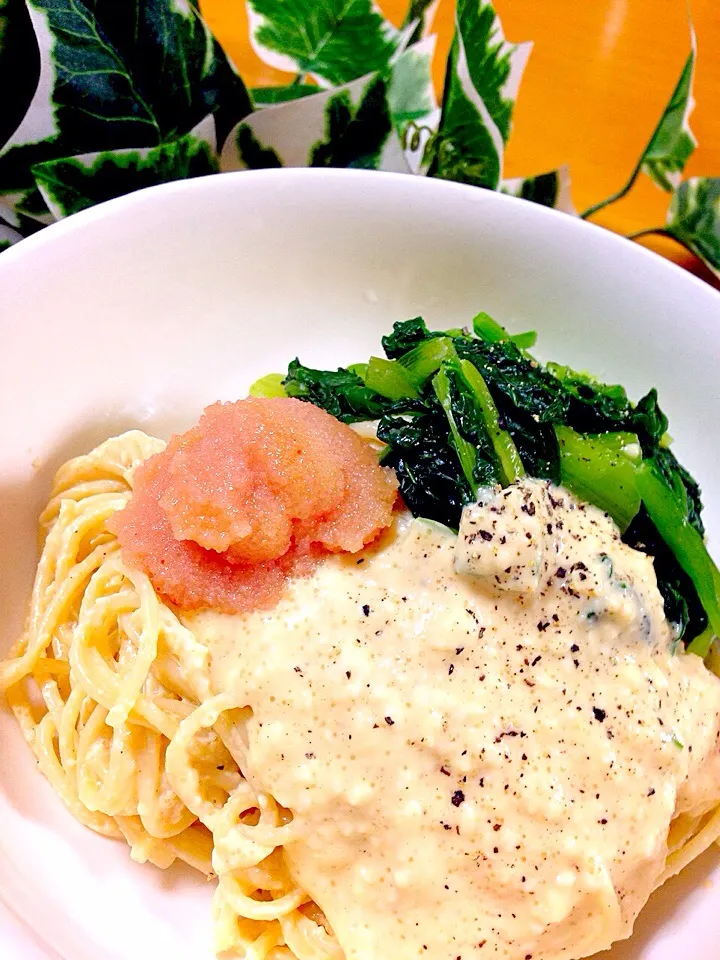 ますみちゃんの豆腐＊明太子deトロ旨パスタっʕ•̫͡•ʔ♬✧|かよさん