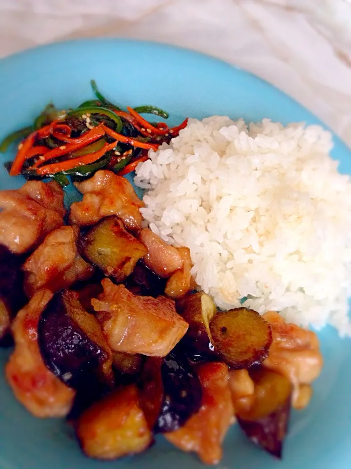 鶏と茄子の生姜焼きプレート|みじんこさん