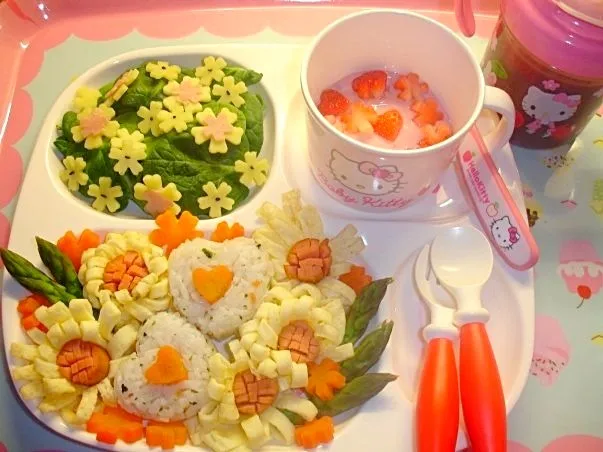 Snapdishの料理写真:Girl's floral dinner|Carol Liさん