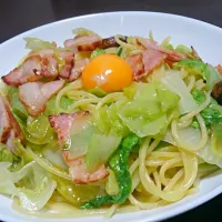 ベーコンとレタスのパスタ|うっちーさん