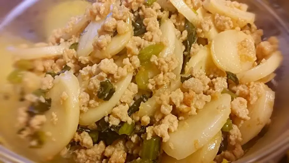 Shanghainese style rice cakes with minced pork & preserved vegetables #asian cuisine #meat #quick and easy|Skyeさん