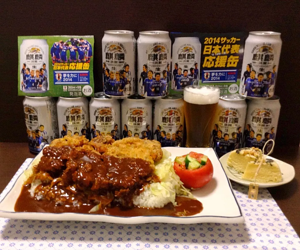 Snapdishの料理写真:2014 FIFA ワールドカップ 必勝祈願『勝めし』byよっちゃん先生+東北岩手県の『雁月風和菓子』+🍺|浦島太郎さん