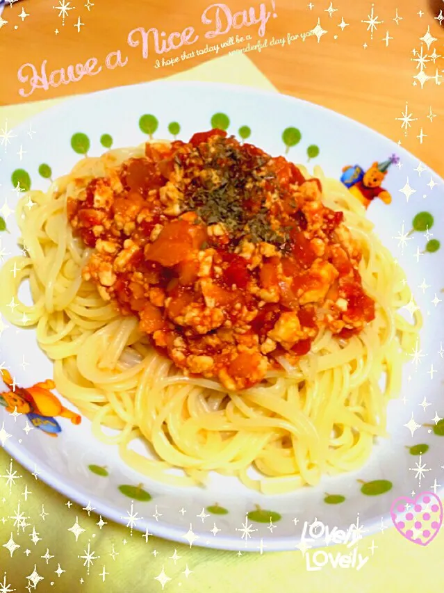 豆腐でミートソースパスタもどき|かいじゅう☆さん