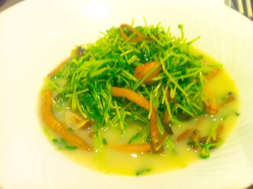 Stewed small pea sprouts with mushrooms|skyblueさん