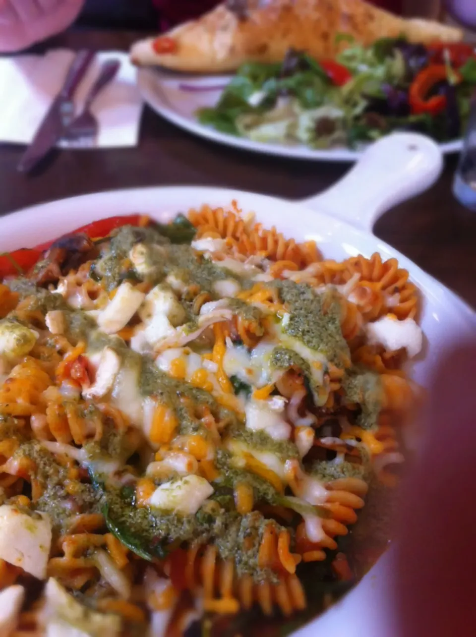 Snapdishの料理写真:Goats cheese al forno - I ordered this from Prezzo!  It was a huge plate of pasta with pesto, peppers, mushrooms and goats cheese.  Delicious x|🍓Jolejo🍓さん