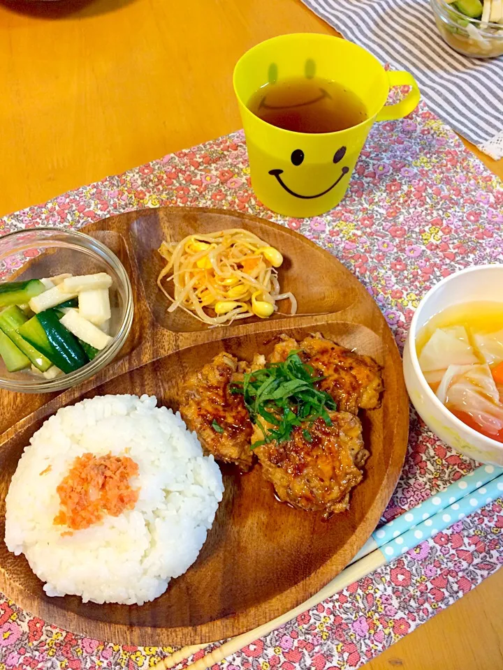 モヤシたっぷり鶏つくね定食♪子供用|☆マミ☆さん