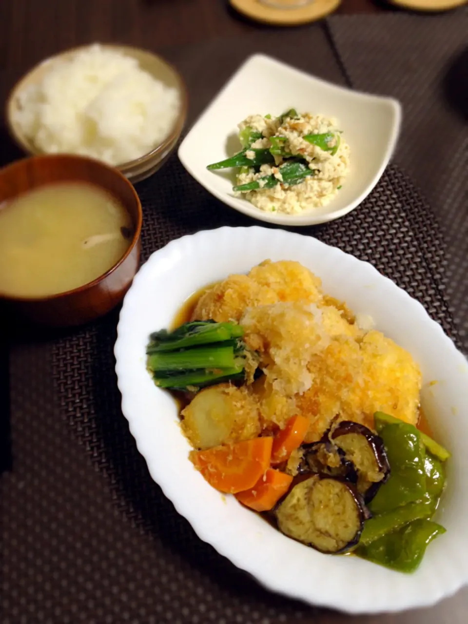 チキンカツと野菜のおろし煮の晩ご飯|mikaさん