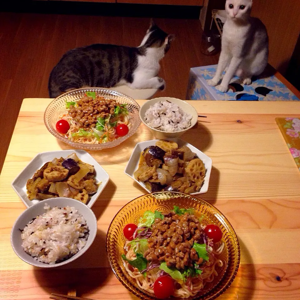 納豆トマト冷やし中華。|naouさん