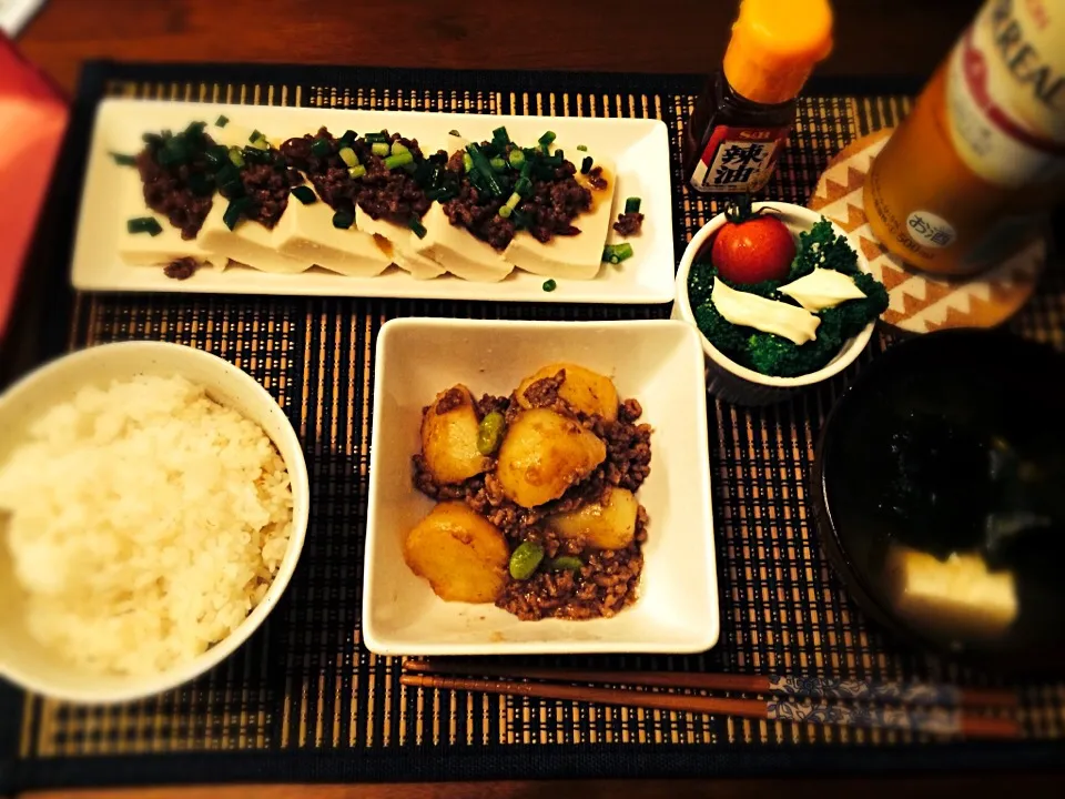 じゃがいもとひき肉のそぼろ煮  肉味噌豆腐|haseseさん