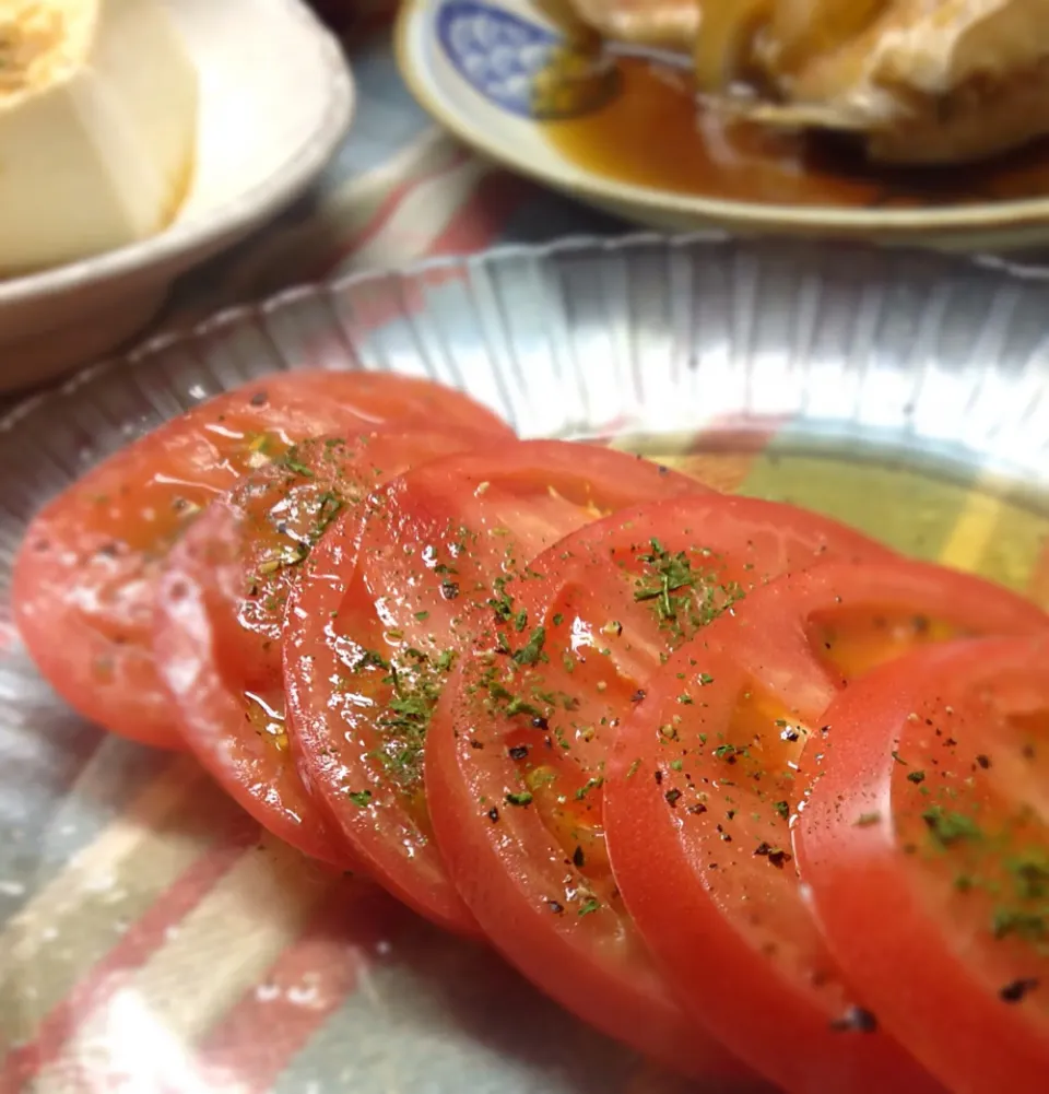 トマトスライス めんつゆかけてあっためて|Pomさん