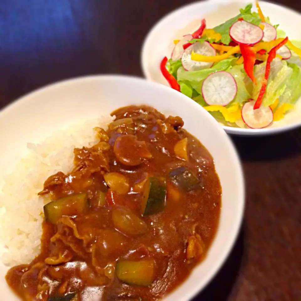 豚しゃぶ肉と夏野菜とキノコたっぷりのカレー♪|miiiーna"さん