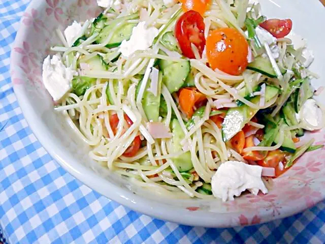 水菜とトマトのスパサラダ|さとりさん