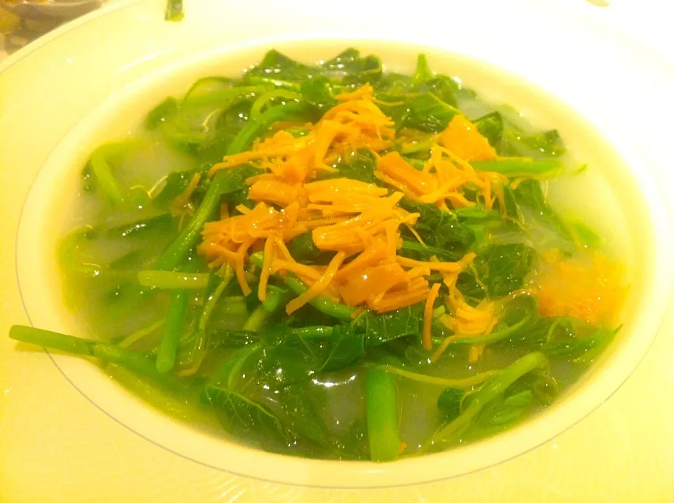 Poached vegetables with conpoy in rice soup|skyblueさん