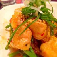 Snapdishの料理写真:Fried toufu in Thai sweet chilli sauce|Foodさん