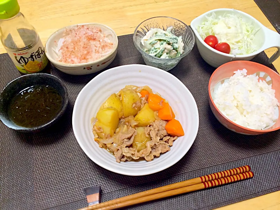 肉じゃがなど、野菜たっぷり夜ご飯😻|misakiさん