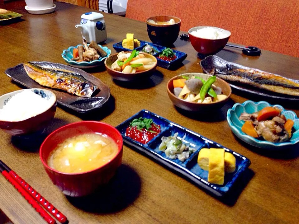 鯖の焼き魚定食、筋子、つぶ貝、筑前煮、鳥肉煮込み、その他|tsunemipapaさん