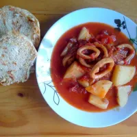 Snapdishの料理写真:Squid and chorizo summer stew|Fe's kitchenさん