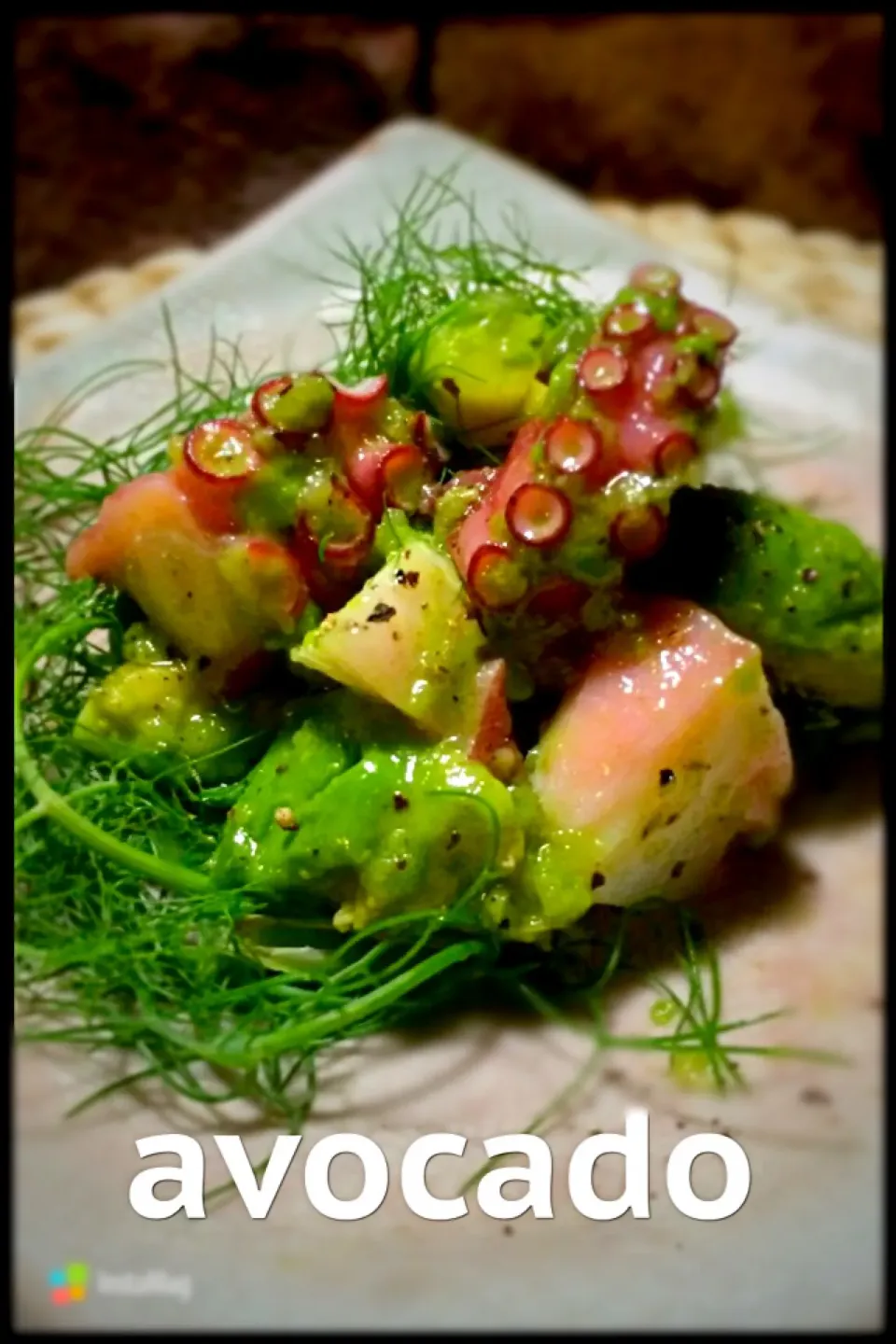 namastelotus michakoさんの料理 Garlic marinade of octopus and  avocado/タコとアボカドのガーリックマリネ|ポンゴさん