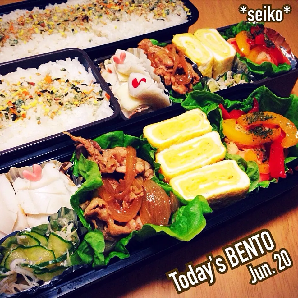 Snapdishの料理写真:旦那さんと長女のお弁当☆ 2014.6.20|*seiko*さん